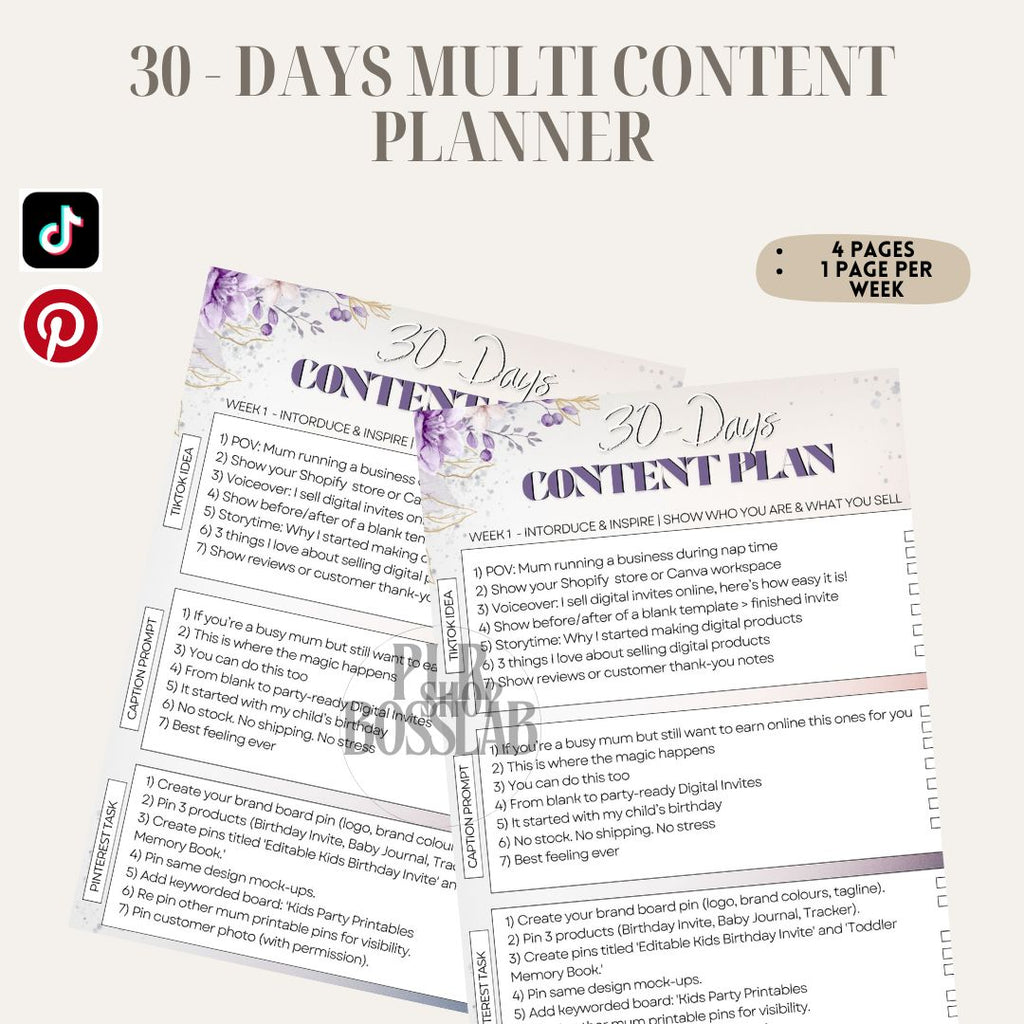 30 DAYS MULTI - PLATFORM CONTENT PLAN