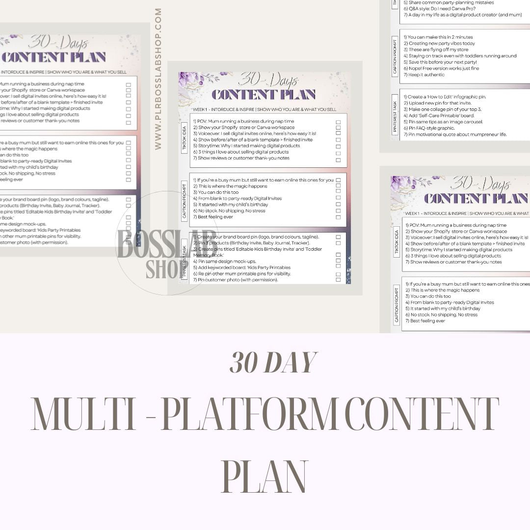 30 DAYS MULTI - PLATFORM CONTENT PLAN